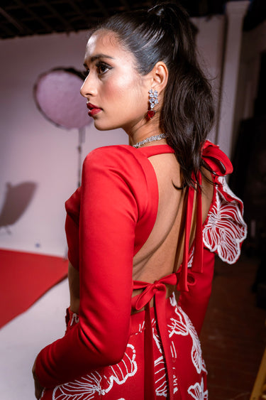 Panache - Rhodium Plated Luxe Heart Y-Drop Statement Necklace Set