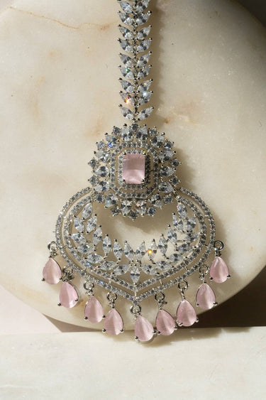 Statement Rhodium-Plated AD Maang Tikka – Aniya