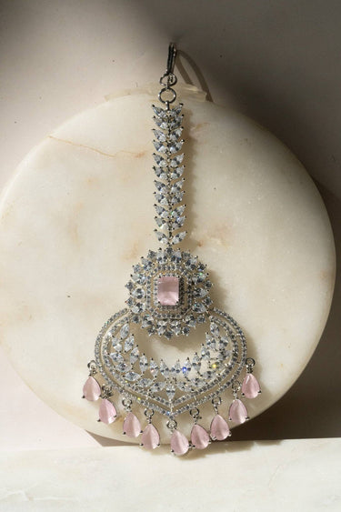 Statement Rhodium-Plated AD Maang Tikka – Aniya