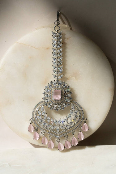 Statement Rhodium-Plated AD Maang Tikka – Aniya
