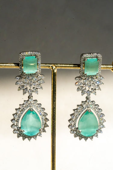 Amore Rhodium Plated Double-Layer AD Necklace Set