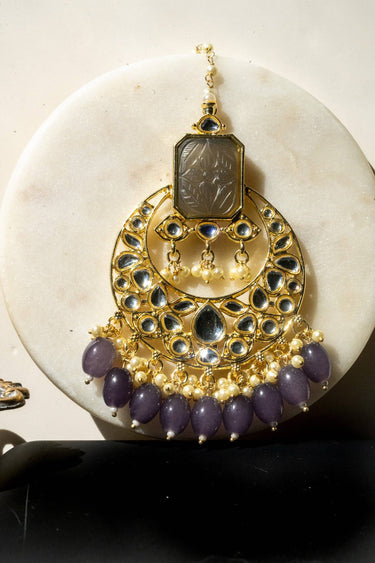 Lamees Amethyst Chandbali Earring Detail