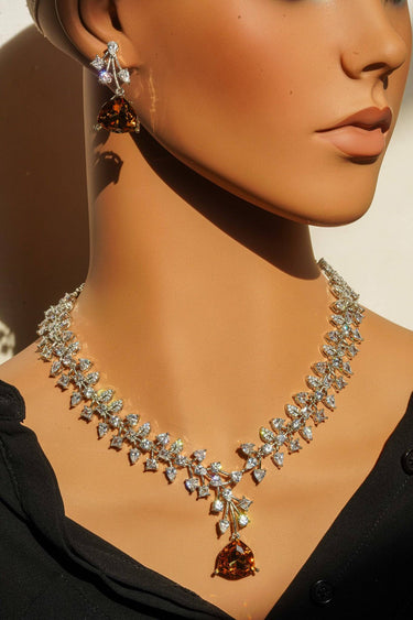 Mahnaz Diamante Lariat Necklace Set worn by a mannequin