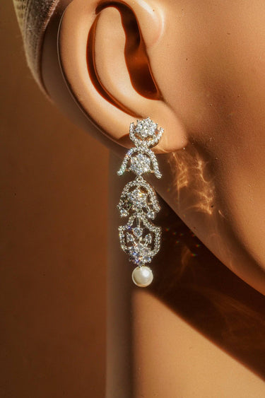 Close-up of Aditi Flora Diamante earrings
