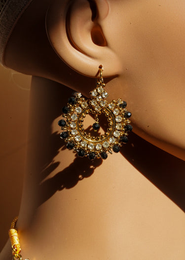Earring detail from Roza Zircon Choker Set with Maang Tikka