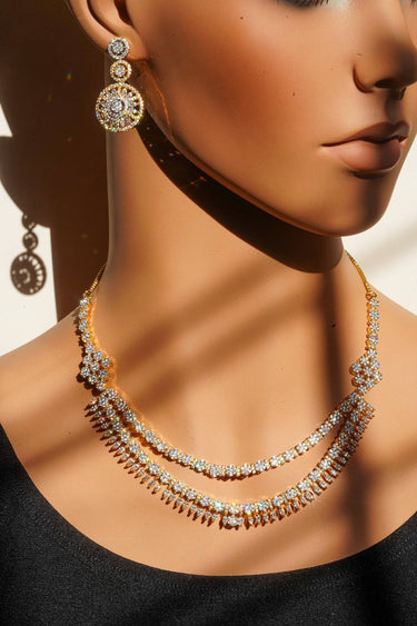 Ishika- Double Layer AD Necklace Set