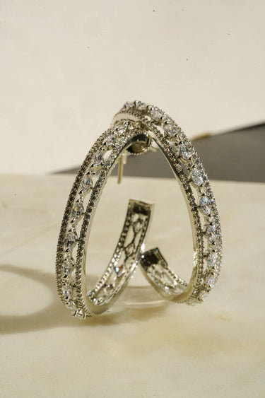 Ava Rhodium Plated Marquise Hoop Earrings