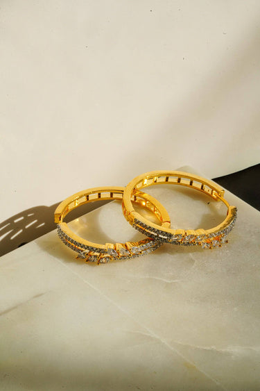 Gold plated Demi AD hoop earrings with marquise stones