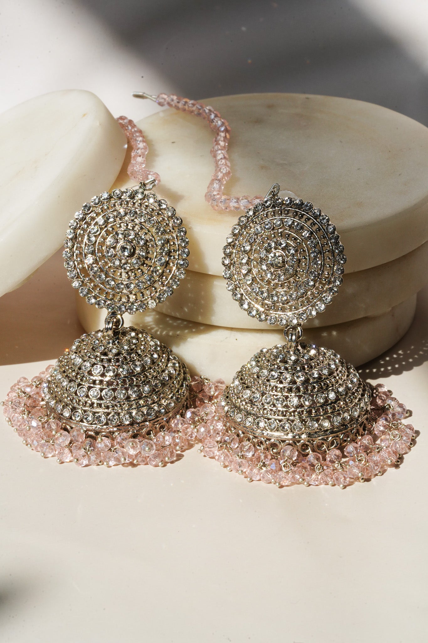 Tabiha - Jhumka Earrings & Maang Tikka Set Earrings & Tikka Set from Inaury