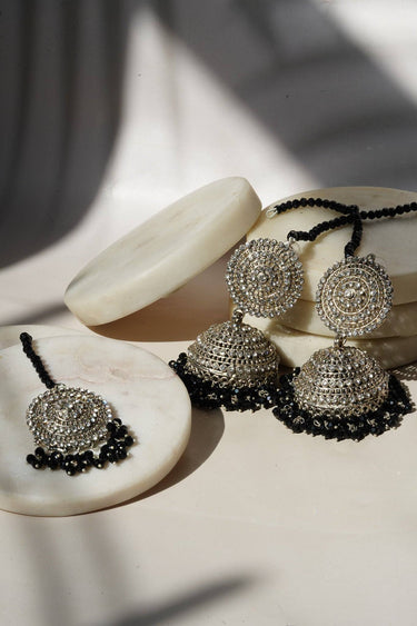 Tabiha - Jhumka Earrings & Maang Tikka Set Earrings & Tikka Set from Inaury