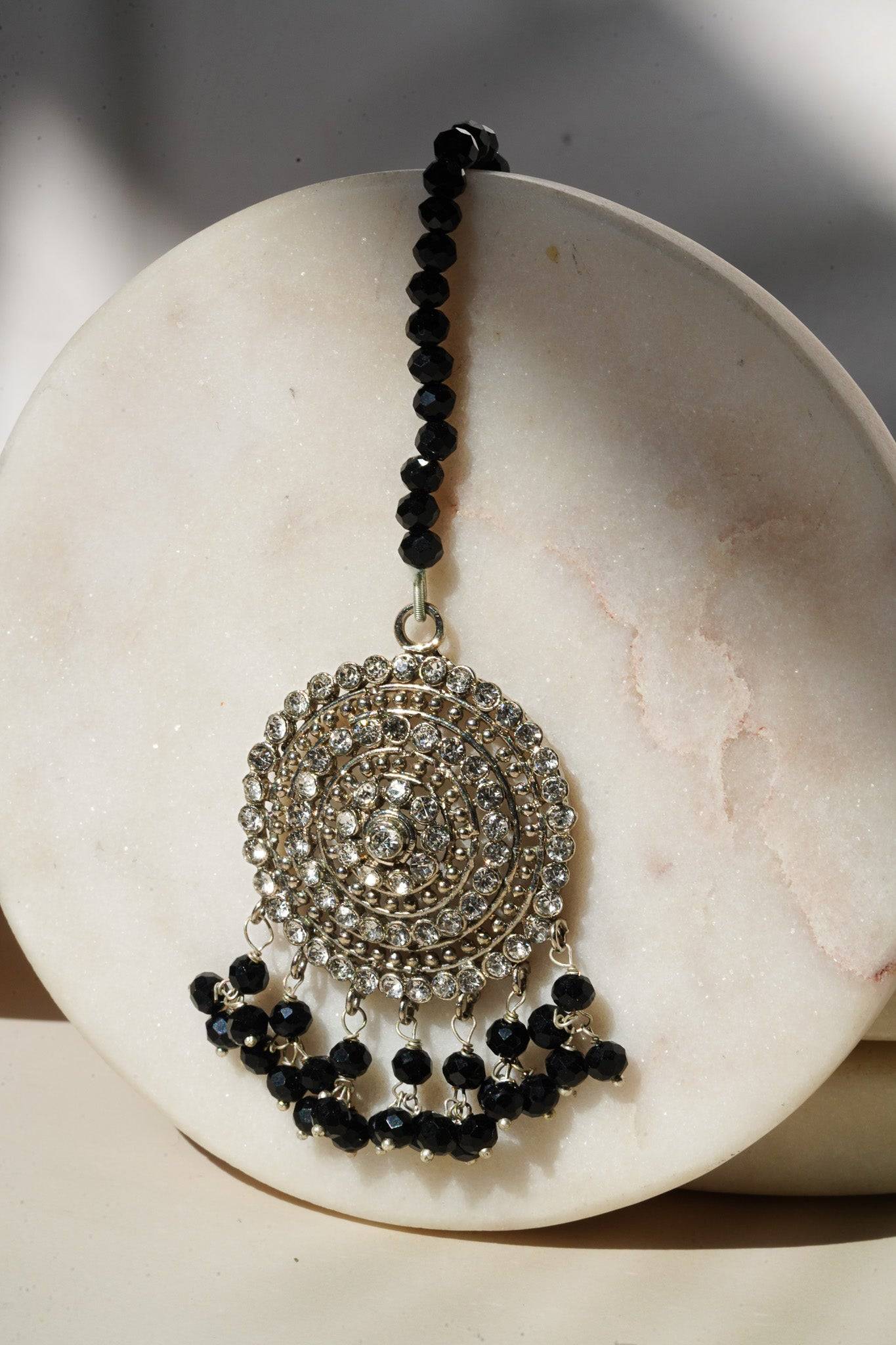 Tabiha - Jhumka Earrings & Maang Tikka Set Earrings & Tikka Set from Inaury