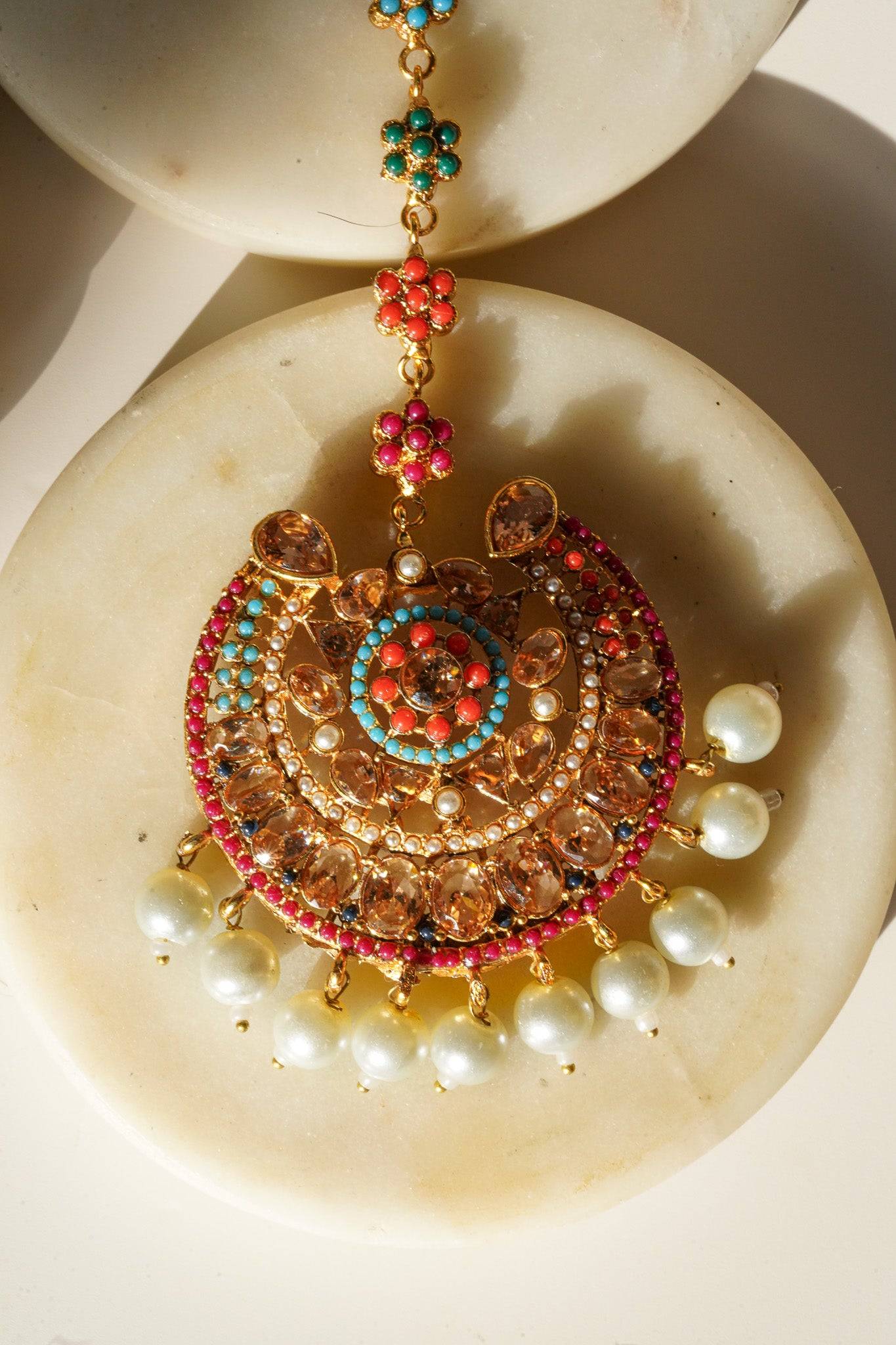 Survi - Oversized Chandbali Earing & Oversized Maang Tikka Set Earrings & Tikka Set from Inaury