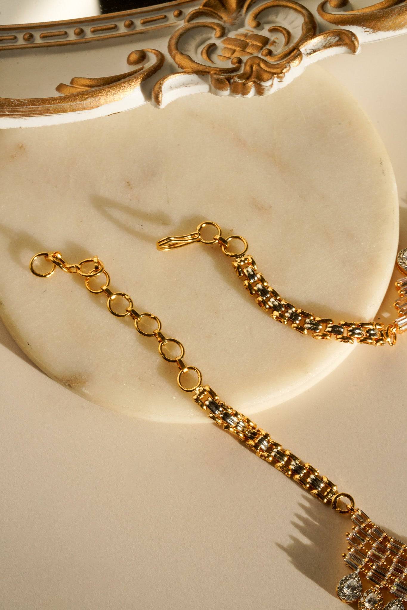 Zaina - Double Layered AD Neckalce Set Classic Necklace Set from Inaury