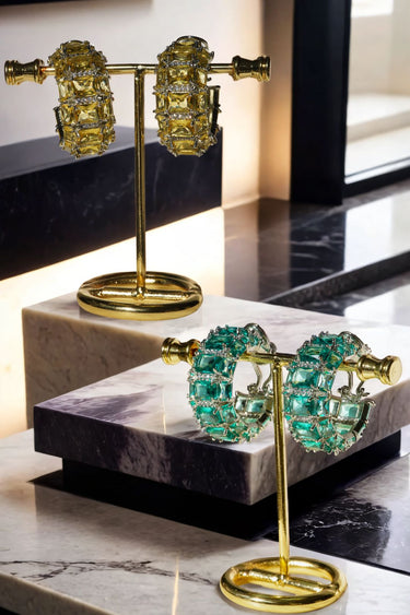 Azure - Rhodium Plated Chunky AD Huggie Hoop