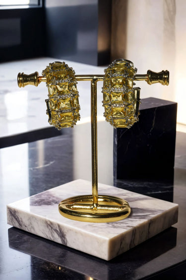 Azure - Rhodium Plated Chunky AD Huggie Hoop