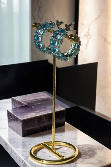 Azure - Rhodium Plated Chunky AD Huggie Hoop