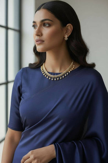 Pearl & American Diamond Collar Necklace Set – Mila