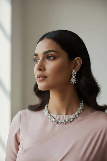 Mukta Pearl & Diamante Necklace Set