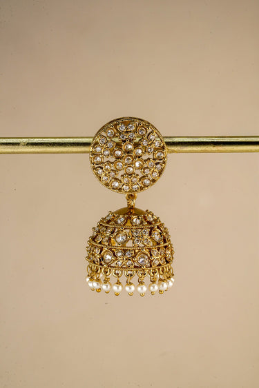 Nakshi AD Antique Gold Jhumka Earrings