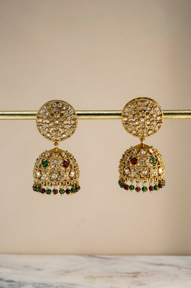 Nakshi AD Antique Gold Jhumka Earrings