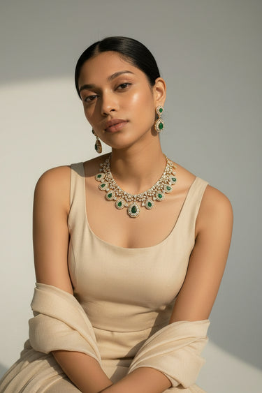 Purvi Diamante Statement Collar Set with Maang Tikka