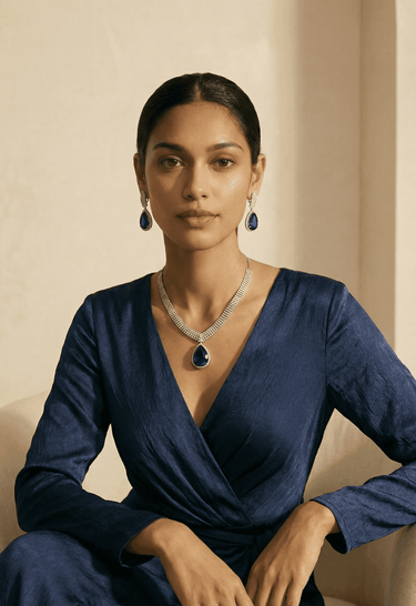 Rhodium Plated Pave AD Teardrop Crystal Set: Sharmine