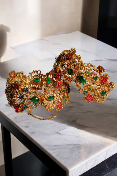Ziya Gold Plated Bangles with Ruby and Green Stones - Elegant Indian jewelry