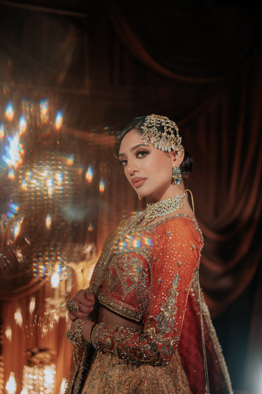 Afsoon bridal set featuring moissanite polki stones with choker, earrings, and jhoomer from Inaury.com