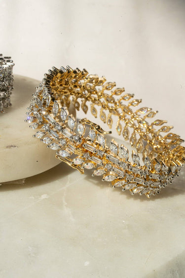 Ariana gold or rhodium plated AD stone bangle bracelet with diamante accents from Inaury