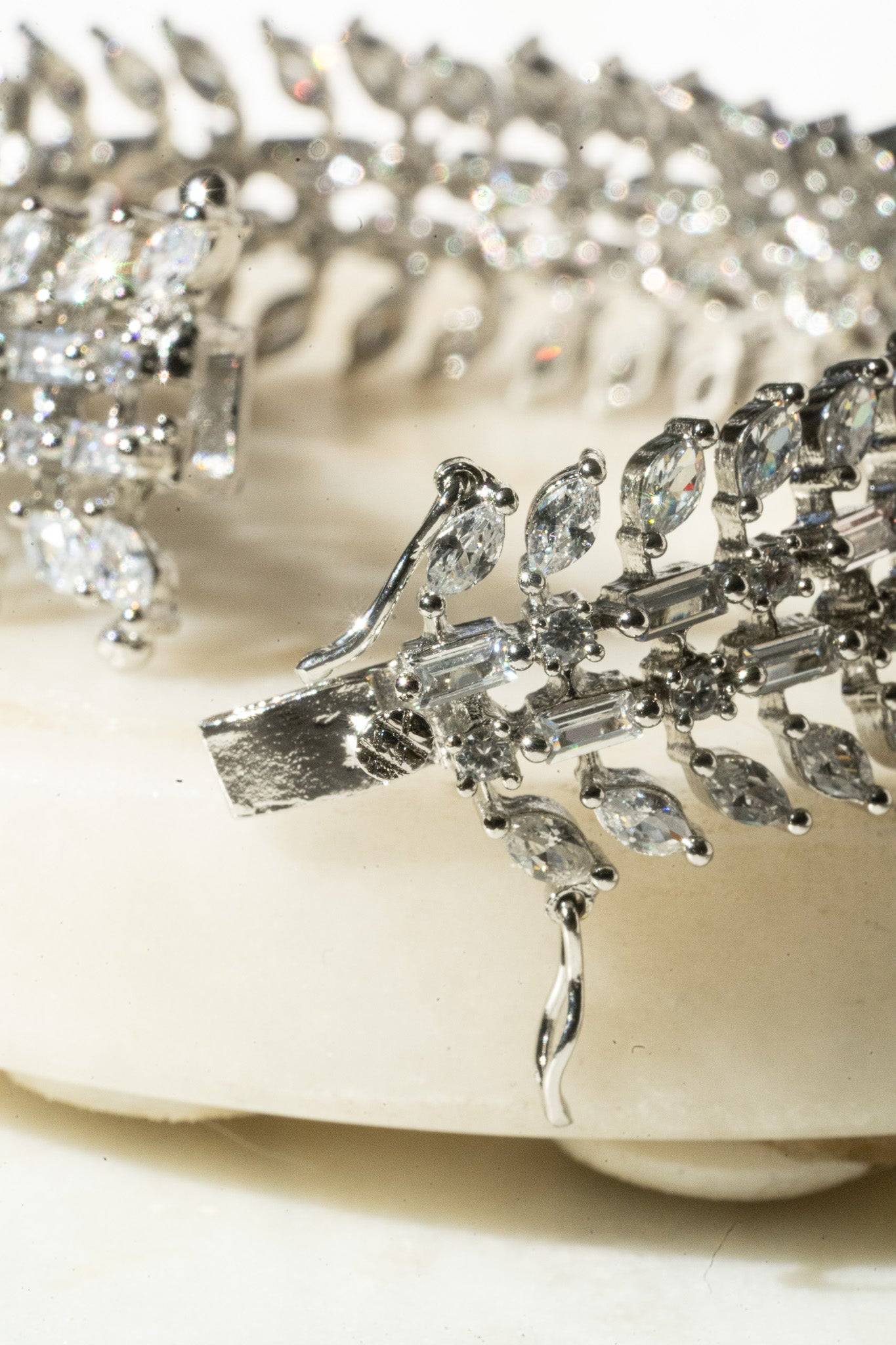 Ariana gold or rhodium plated AD stone bangle bracelet with diamante accents from Inaury