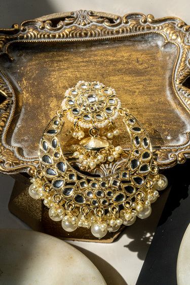 Nura Kundan Chandbali with intricate design and pearls
