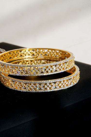 Ritu - Gold AD Bangles With Jhumkas (Set of 2)