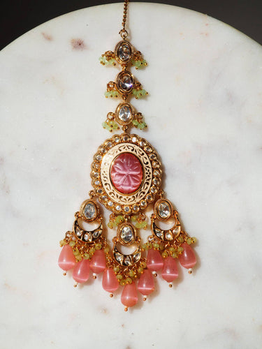 Pastel Kundan and Polki Bridal Choker Set with Maang Tikka – Shompa