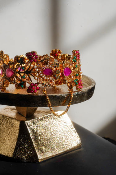 Ziya - Intricate Gold Plated Navratan Bangles (Set of 2)