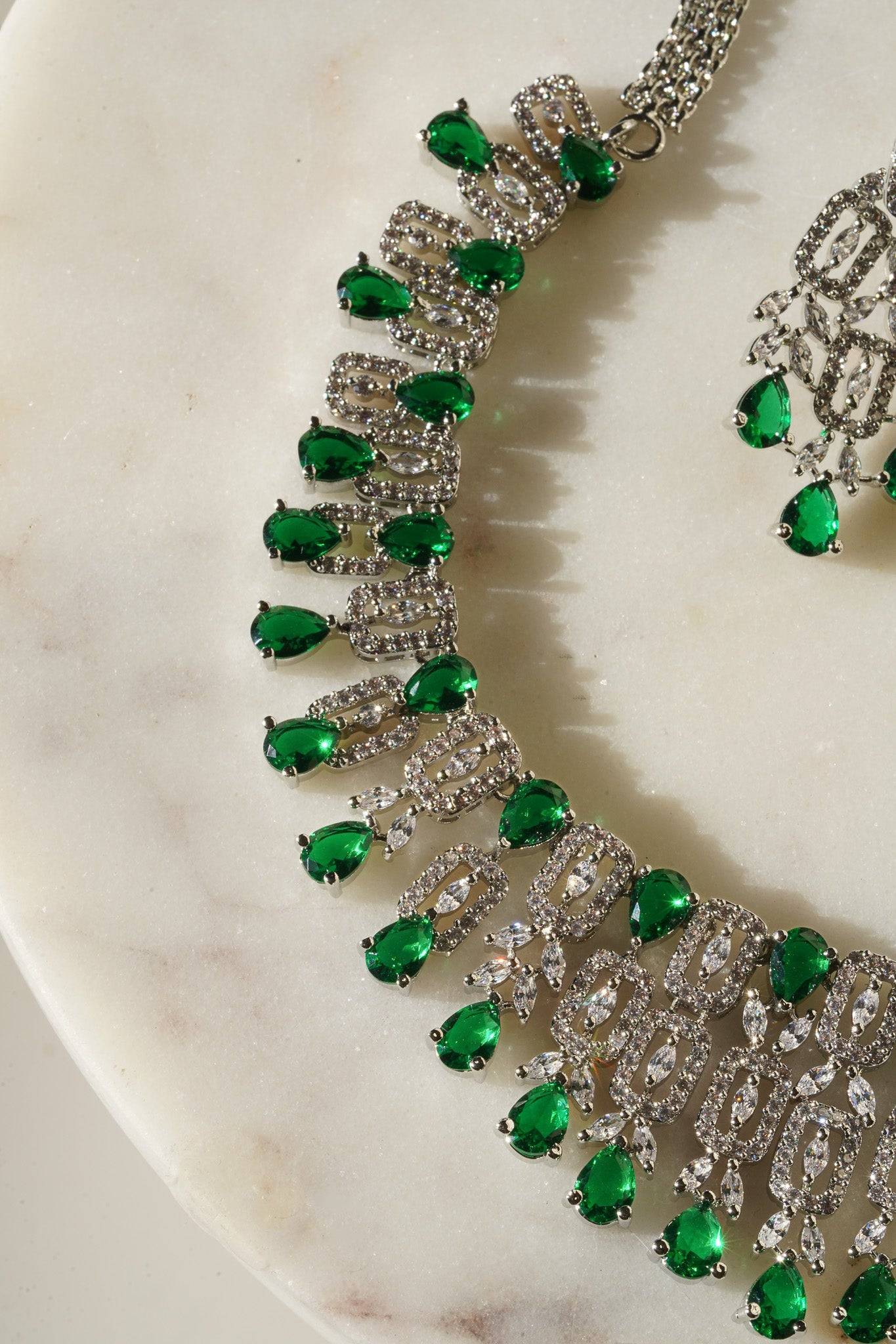 Aagya - Classic AD Necklace Set Classic Necklace Set from Inaury