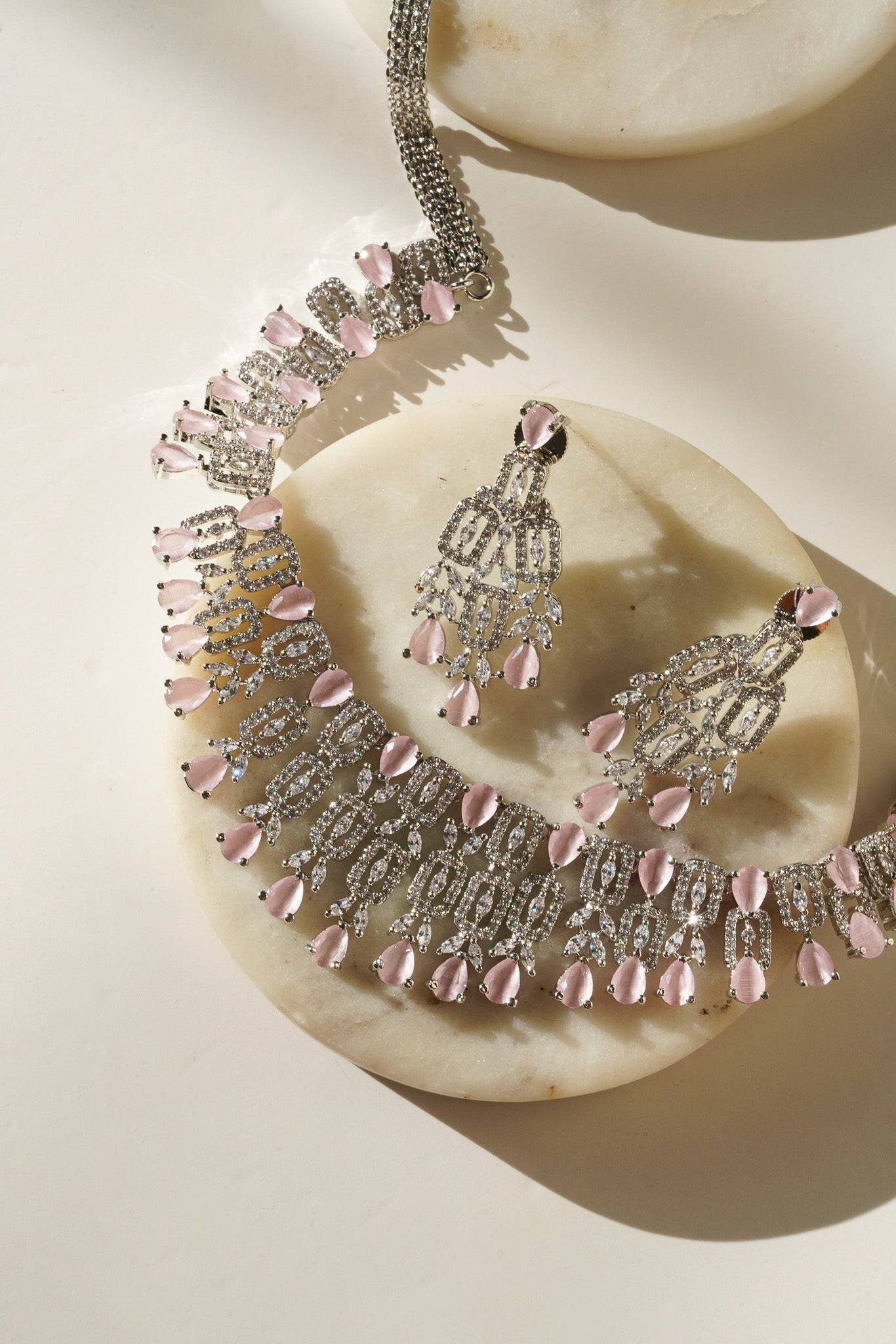 Aagya - Classic AD Necklace Set Classic Necklace Set from Inaury