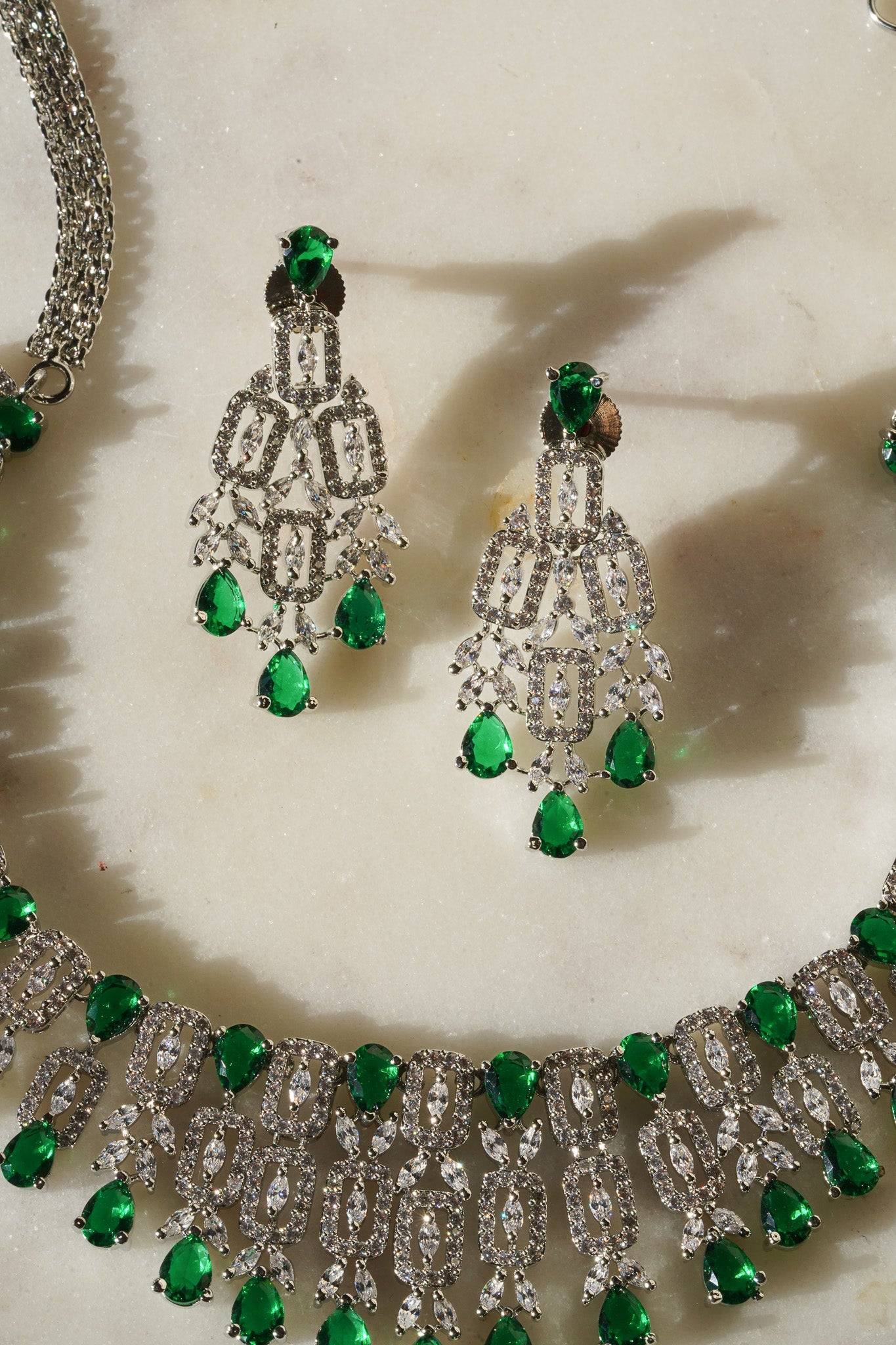 Aagya - Classic AD Necklace Set Classic Necklace Set from Inaury