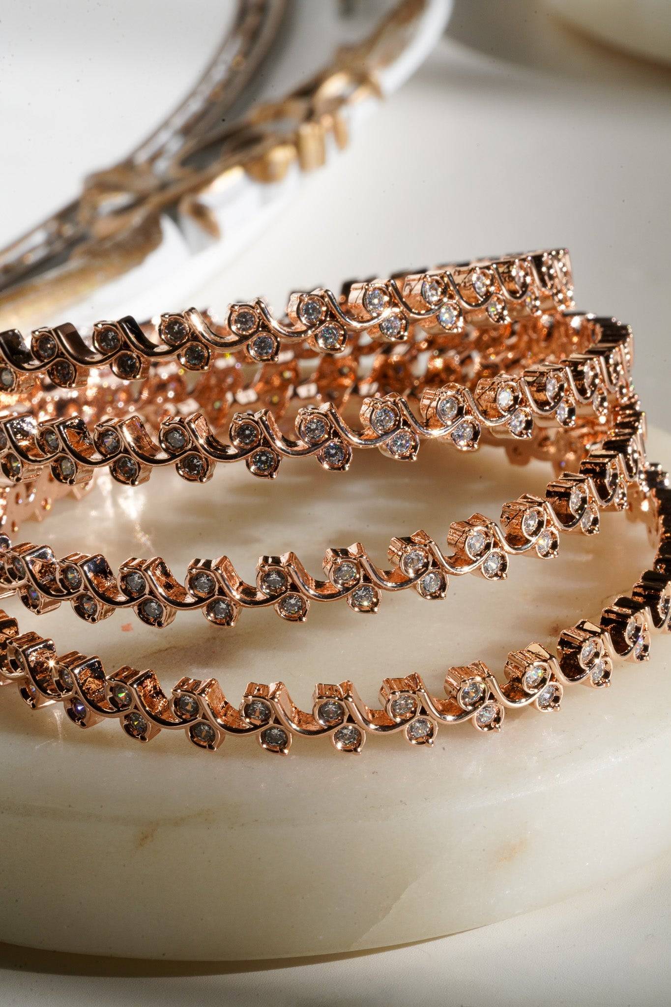 Aheli - Intricate AD Bangles (4 PC.) Bangles from Inaury