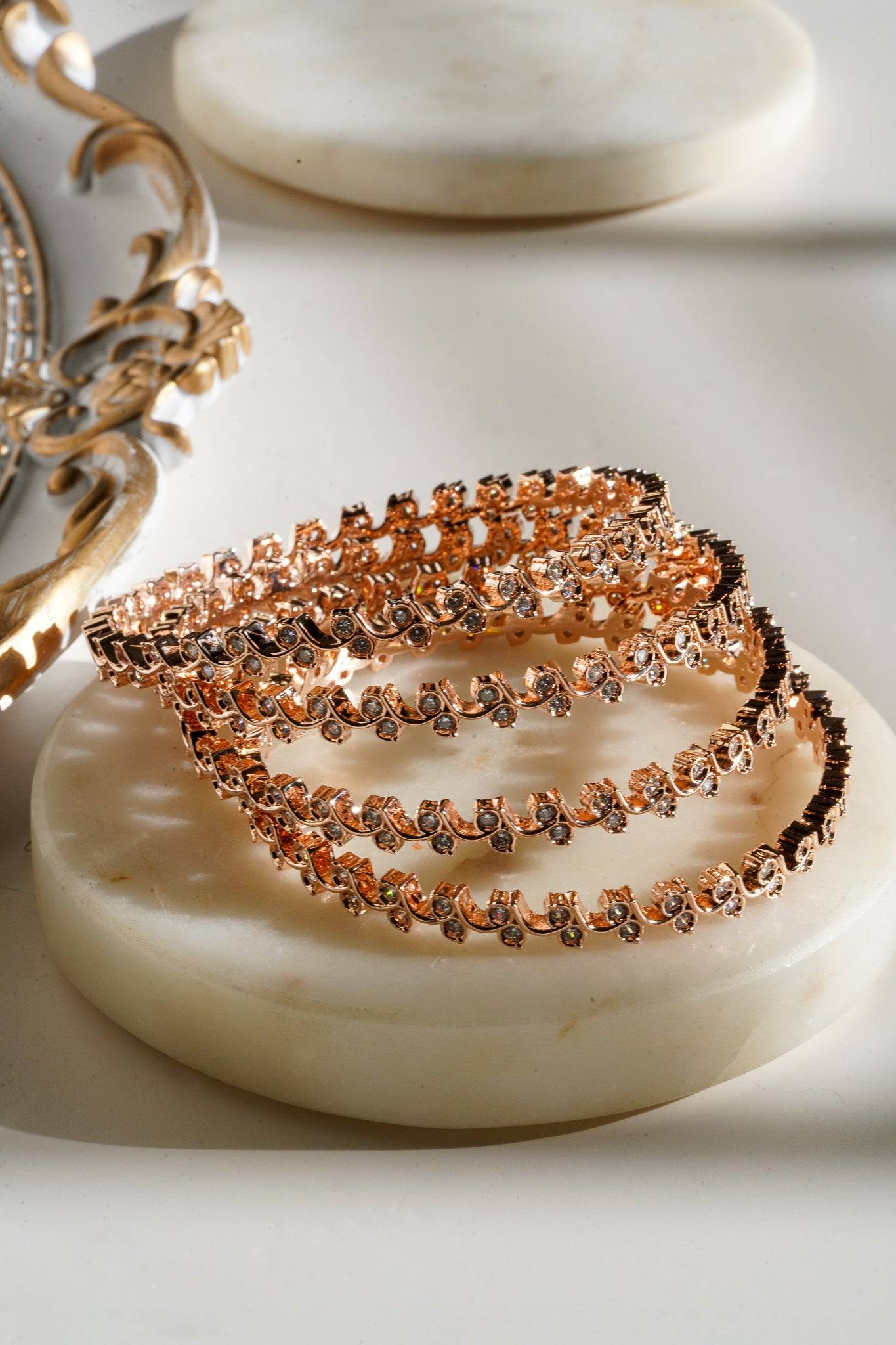 Aheli - Intricate AD Bangles (4 PC.) Bangles from Inaury