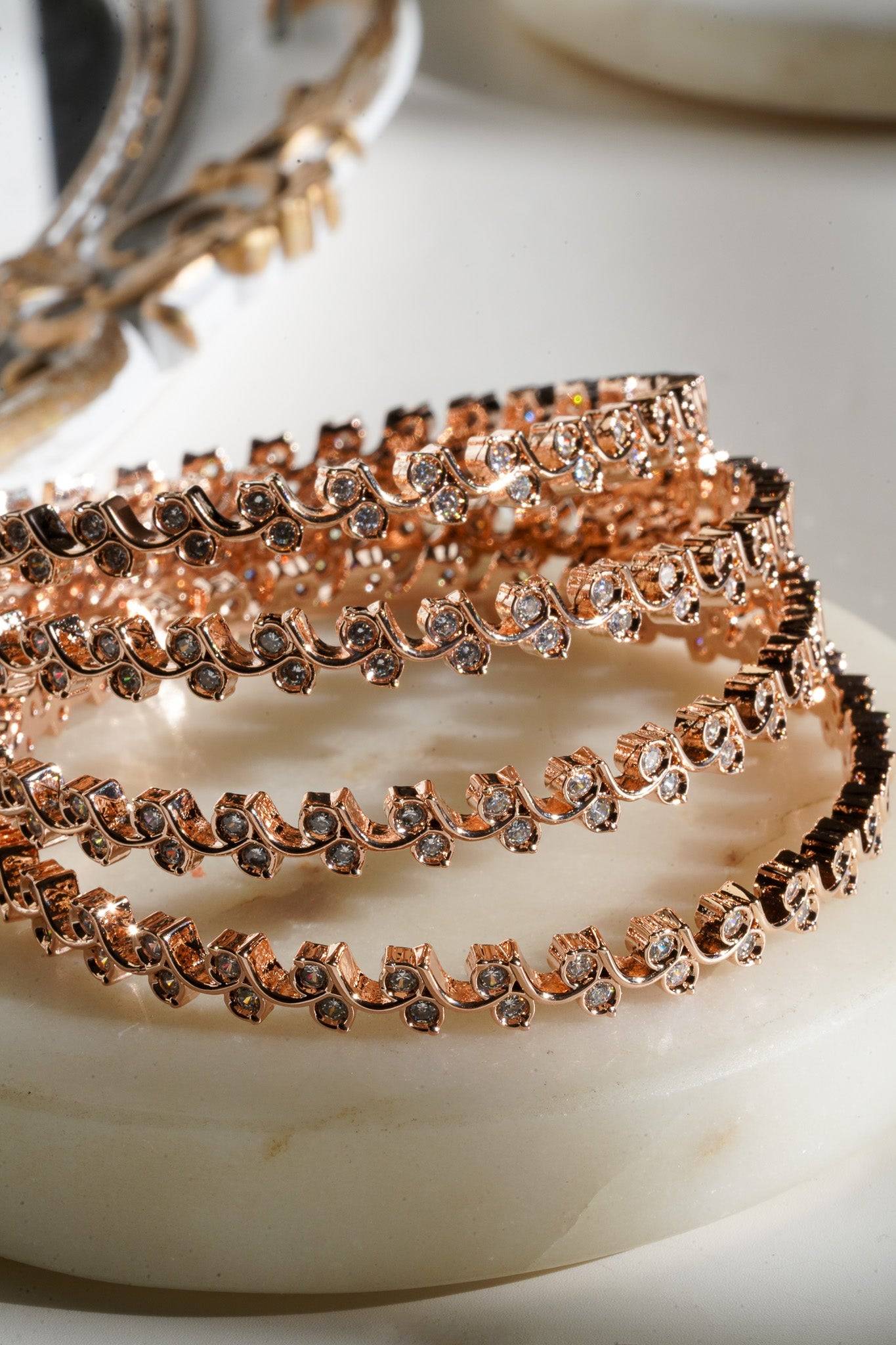 Aheli - Intricate AD Bangles (4 PC.) Bangles from Inaury
