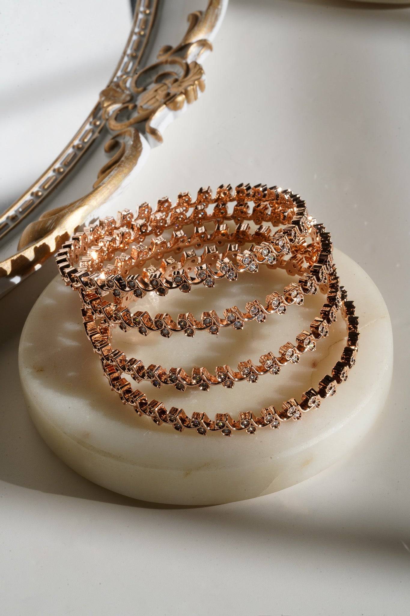 Aheli - Intricate AD Bangles (4 PC.) Bangles from Inaury