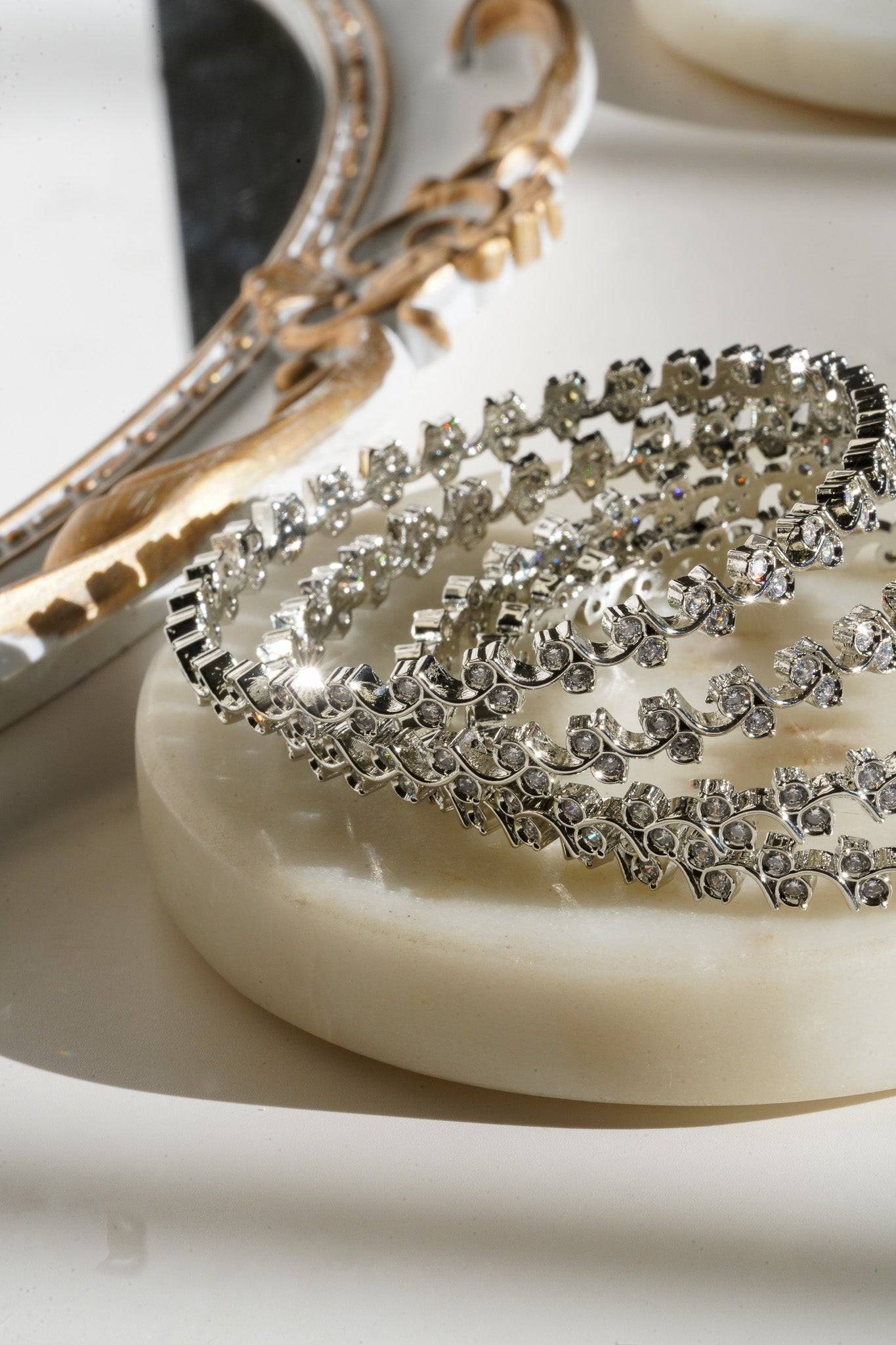 Aheli - Intricate AD Bangles (4 PC.) Bangles from Inaury