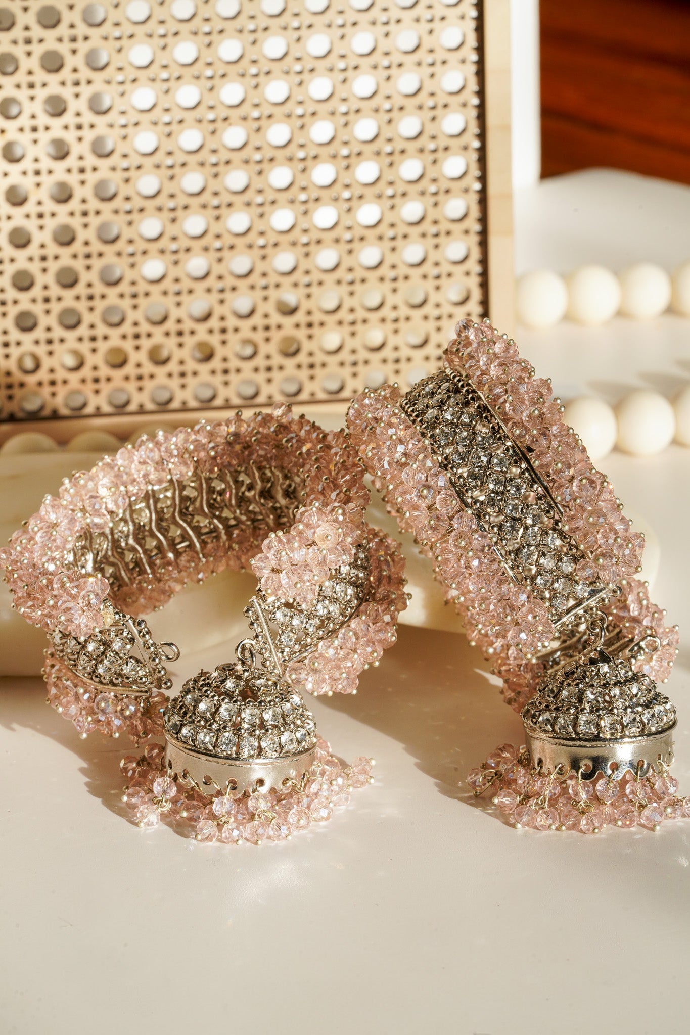 Aliya - Pair of Beaded Jhumka Bangles (Set of 2) Bangles from Inaury