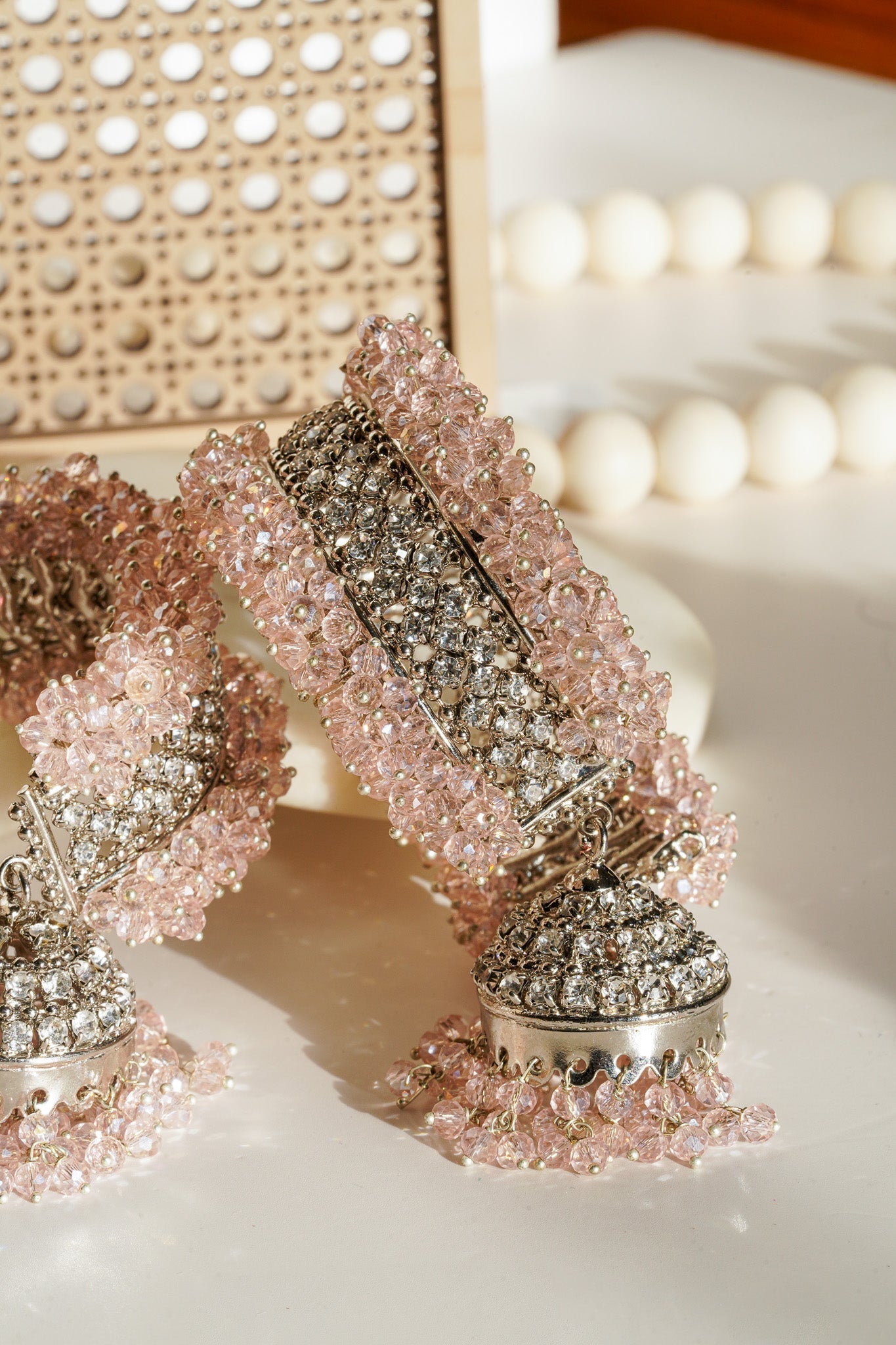 Aliya - Pair of Beaded Jhumka Bangles (Set of 2) Bangles from Inaury