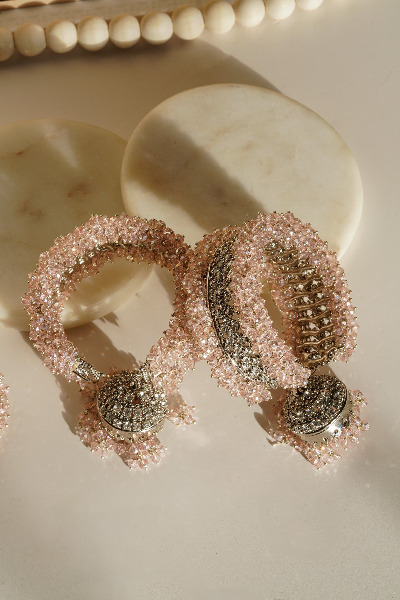 Aliya - Pair of Beaded Jhumka Bangles (Set of 2) Bangles from Inaury