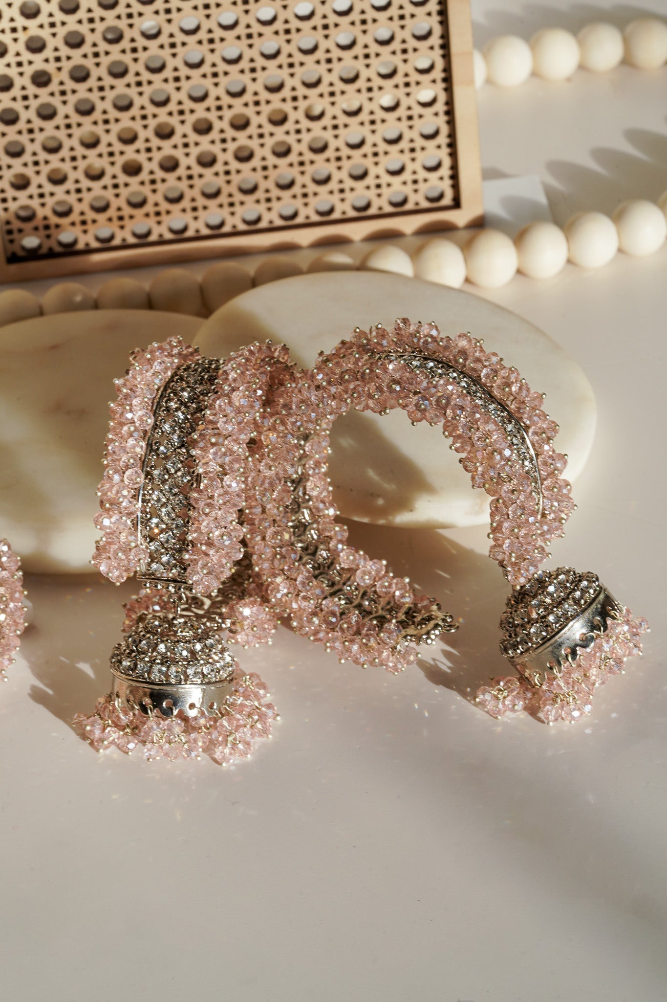 Aliya - Pair of Beaded Jhumka Bangles (Set of 2) Bangles from Inaury