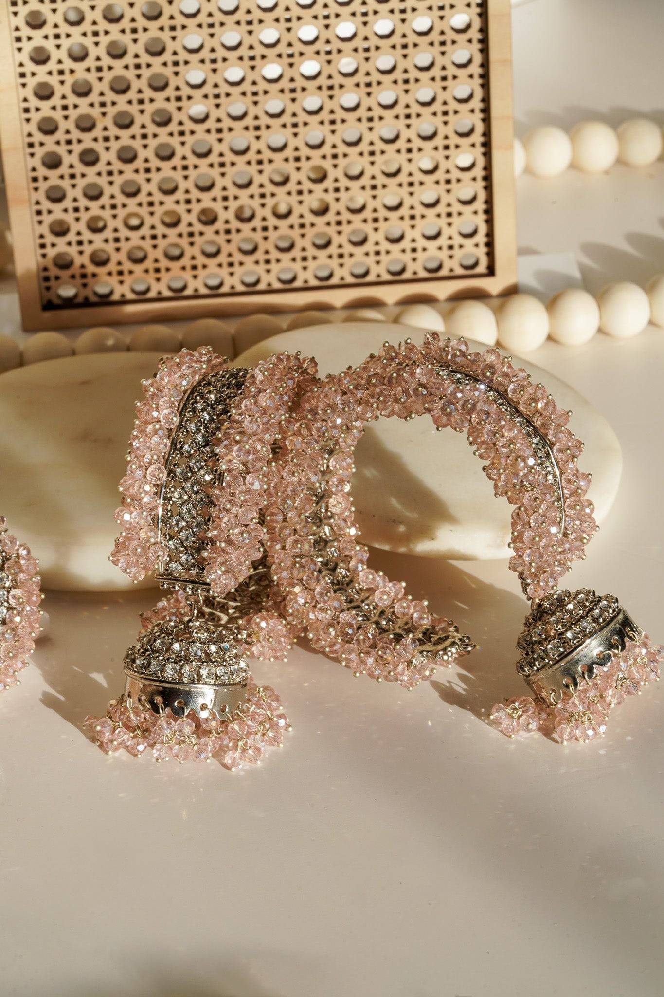 Aliya - Pair of Beaded Jhumka Bangles (Set of 2) Bangles from Inaury