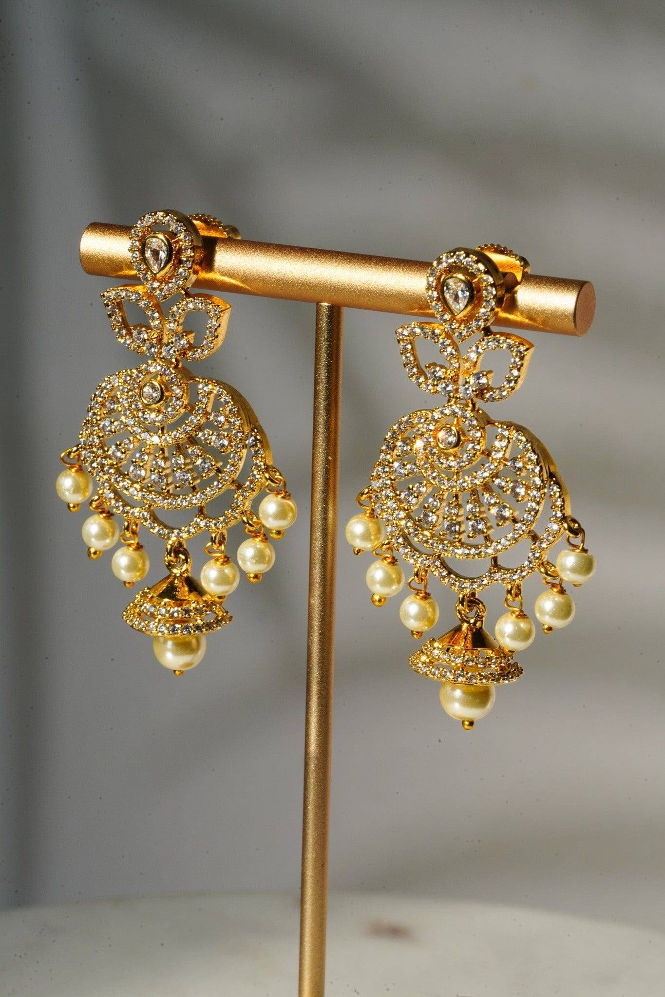 Anika - Luxurious Gold AD Necklace Set Long Necklace Set from Inaury