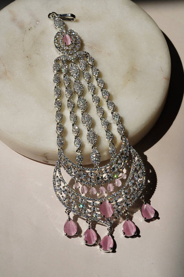 Aurora - Silver & Pink AD Passa-Jhoomer Passa - Jhoomer from Inaury