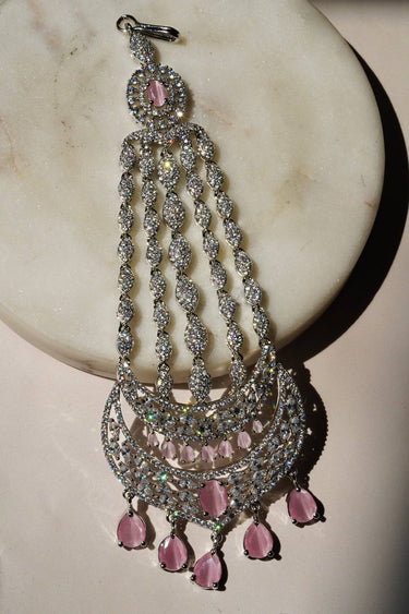 Aurora - Silver & Pink AD Passa-Jhoomer Passa - Jhoomer from Inaury